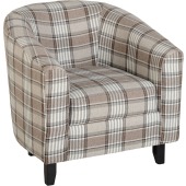 Hammond Tub Chair Grey/Brown Tartan Fabric